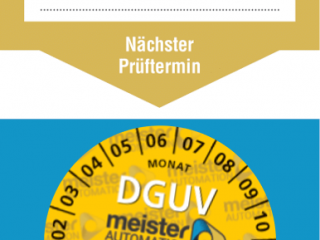 Prüfetikette DGUV Nachlaufmessung Nachlaufzeit BWS Meister Automation GmbH aus Wertheim am Main
